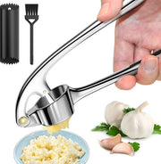 Crushatore di aglio, per ottenere più pasta di aglio, pratico aiuto in cucina con schiacciaspina di aglio e spazzola per la pulizia, zinco, argento.