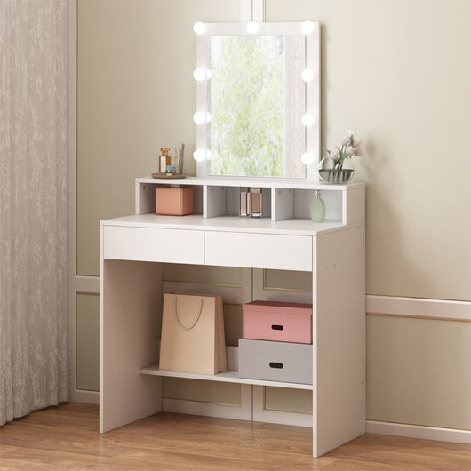 Tavolo da trucco cosmetico con specchio LED loft moderno 80 cm