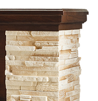 Camino Elettrico da Pavimento 90,3x98x30 cm Effetto Fiamma 2000W Rock & Galileo Gold Noce