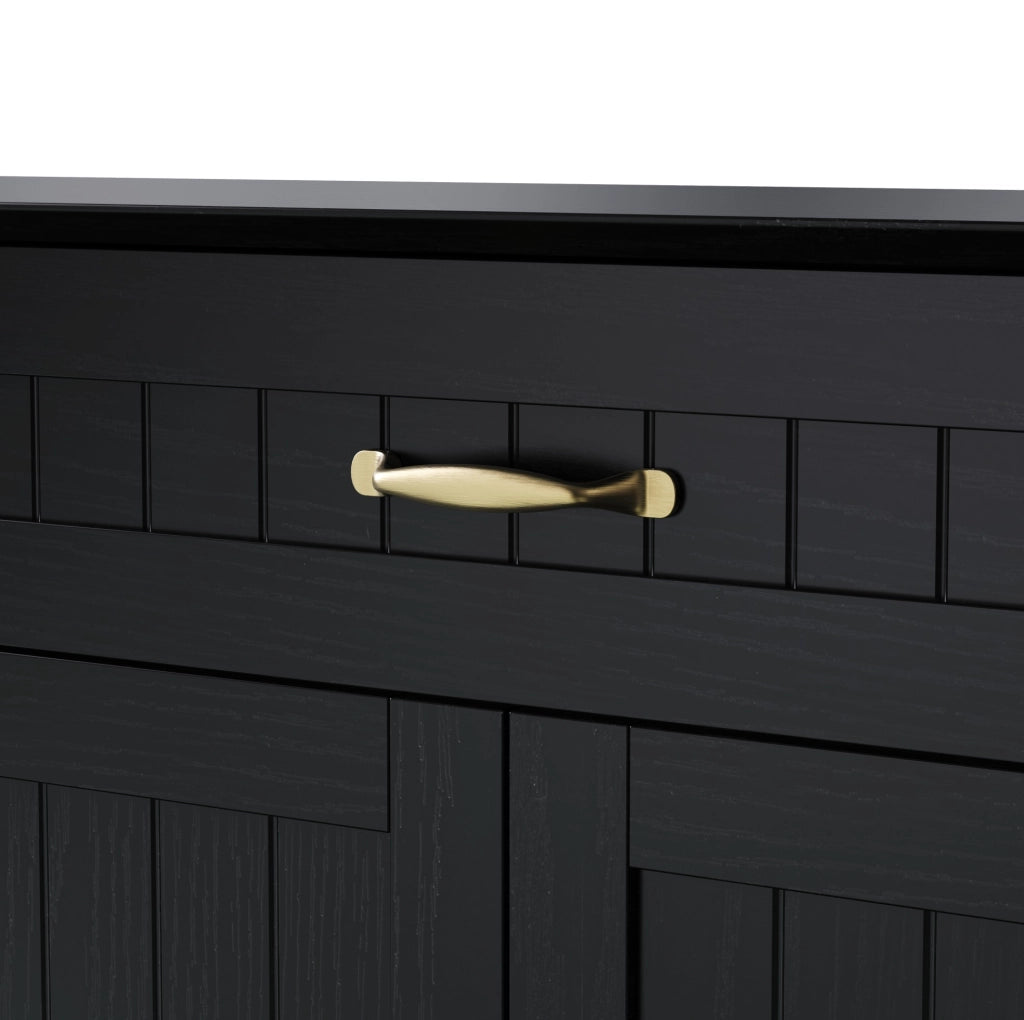 Credenza nera in MDF con 3 ante, cassetto e ripiani regolabili