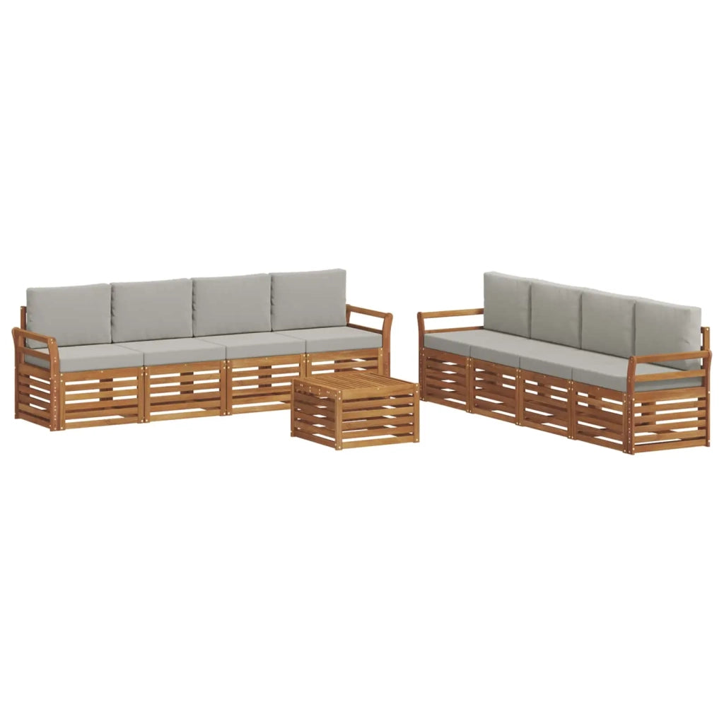 Set divani con cuscino 9 pcs Grigio Naturale e Chiaro