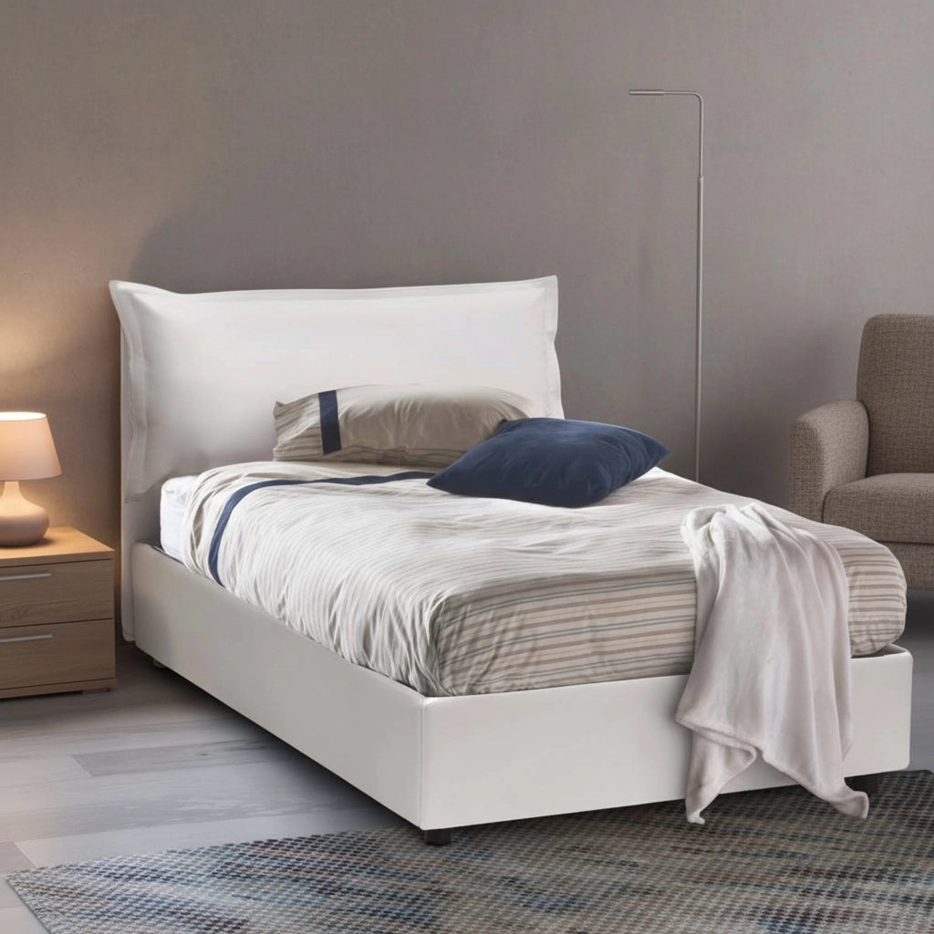 Aconito, Letto Piazza e Mezza Materasso Incluso Made in Italy, Bianco