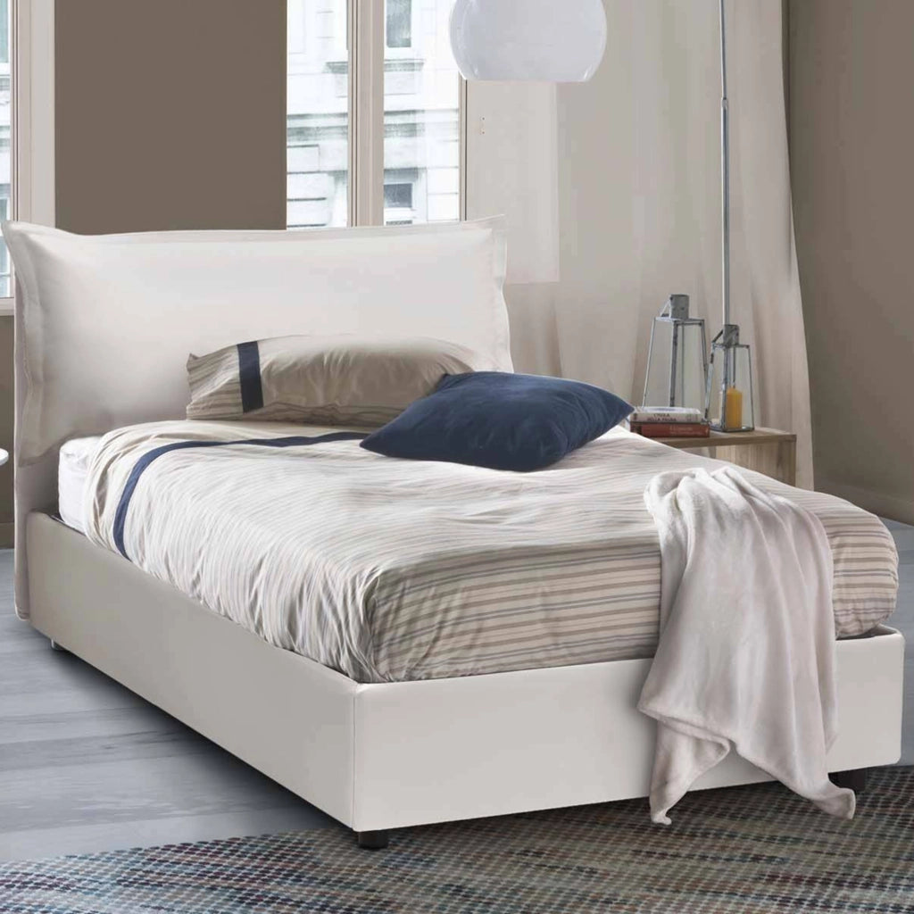 Aconito, Letto Piazza e Mezza Materasso Incluso Made in Italy, Bianco