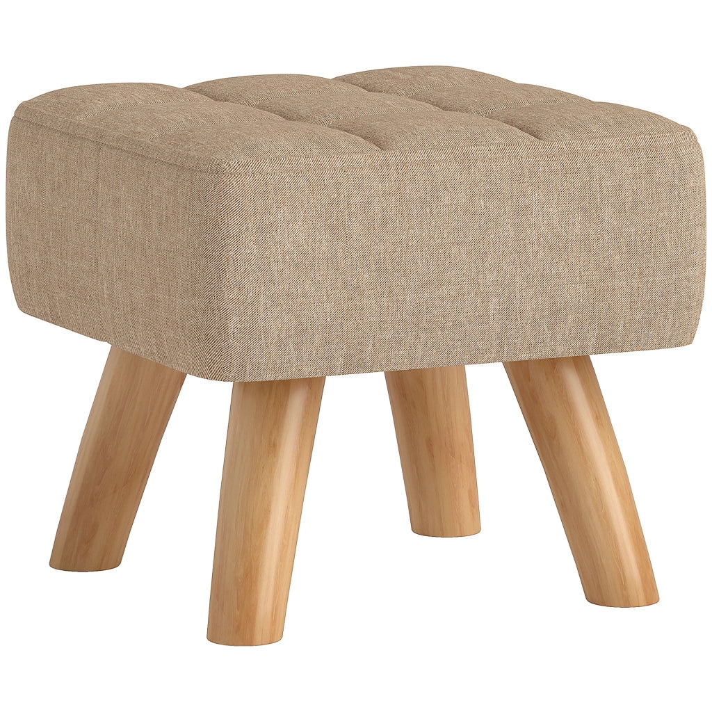 Poggiapiedi in tessuto con gambe in legno ¨C zephmum ¨C marrone chiaro 27x27x26 cm