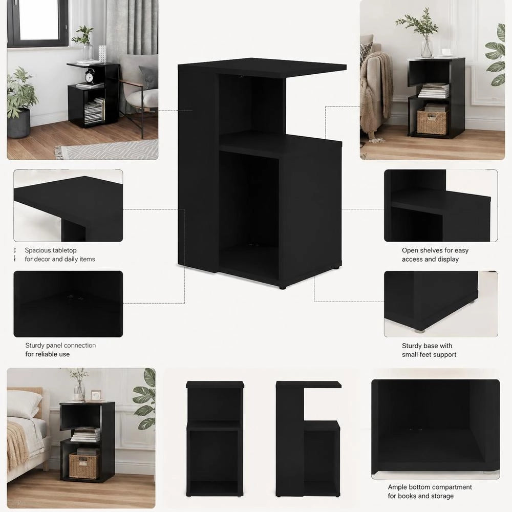 Side Table Black 36x30x56 Cm Wood Composite