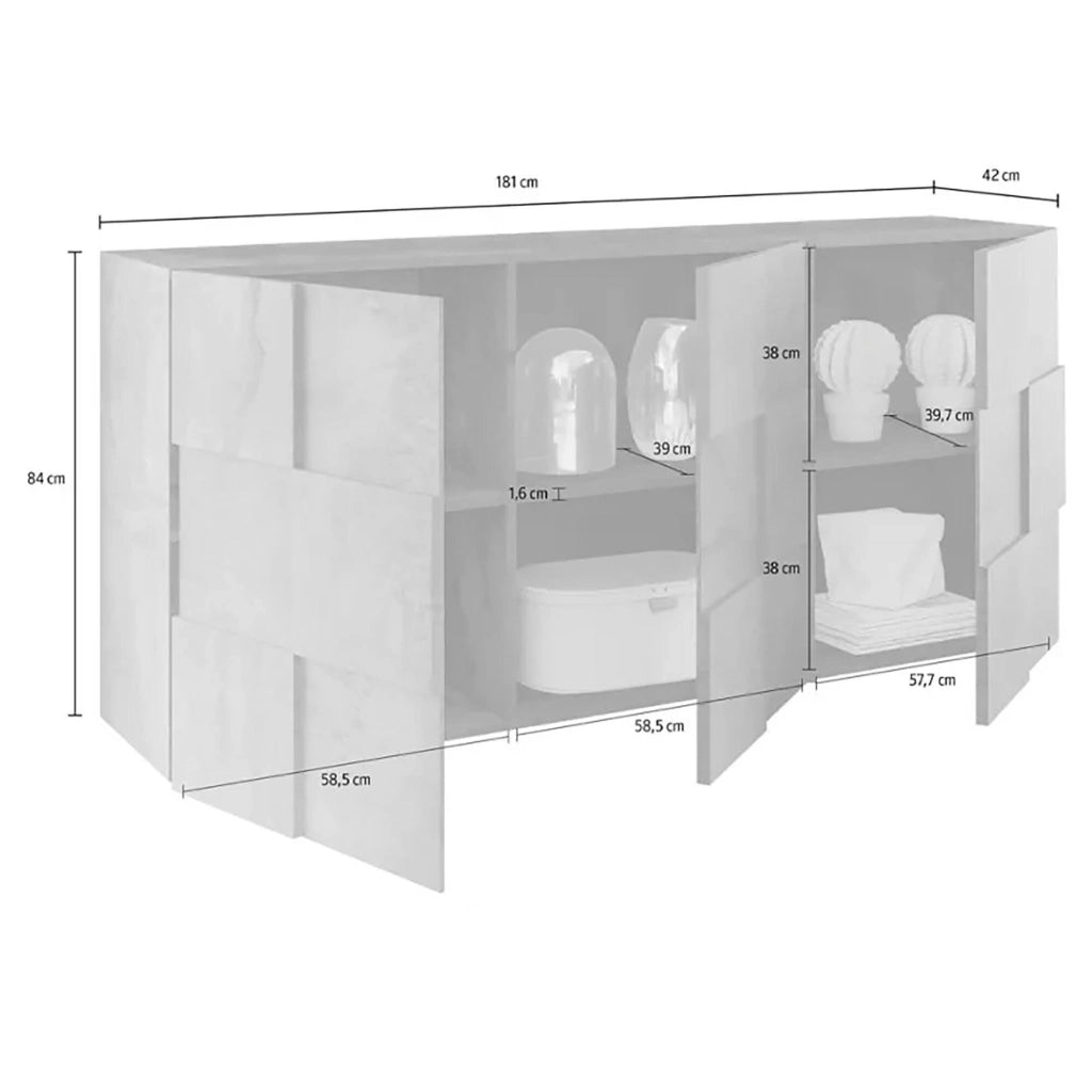 Credenza Ulysses, Buffet da soggiorno, Madia da salotto, Dispensa da cucina, Made in Italy, 181x43 h84 cm, Rovere