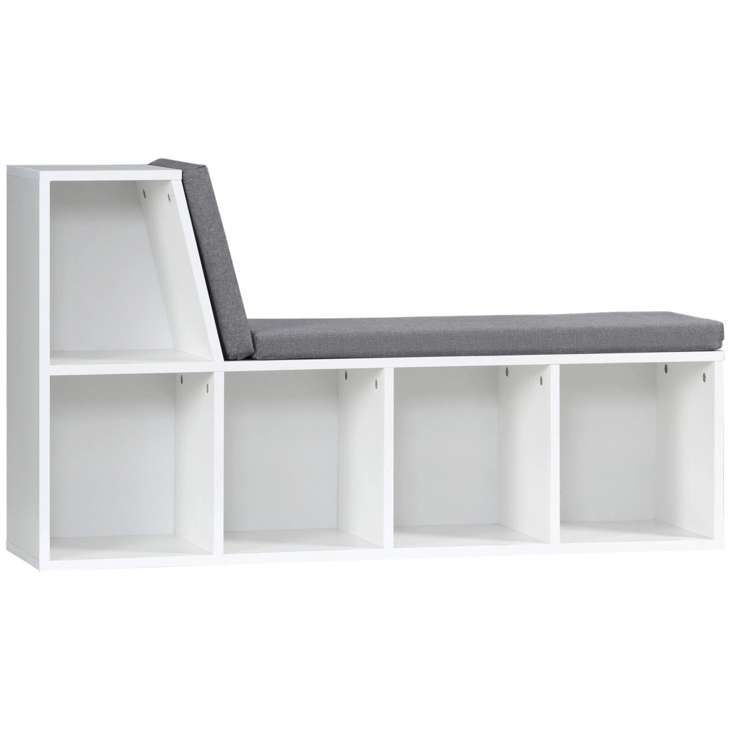 Libreria Moderna a 5 Ripiani Aperti con 2 Cuscini, in Legno, 108x30x60 cm, Grigio