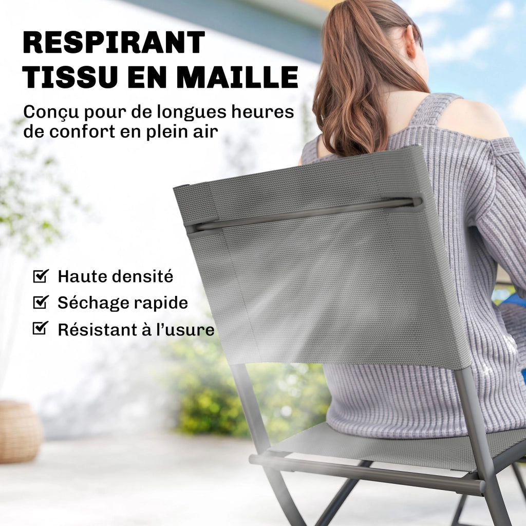 Set Tavolo e Sedie da Giardino Pieghevoli ¨C zephmum ¨C Grigio Polipropilene 5 Pezzi