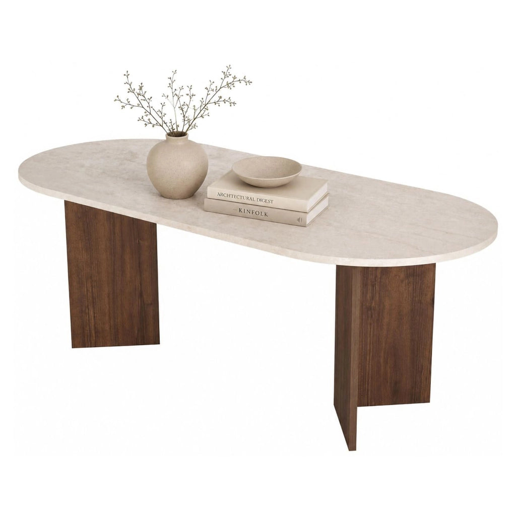 Nofalota, Tavolo Fisso 6 Posti, 200x90x75h cm Beige Marmo