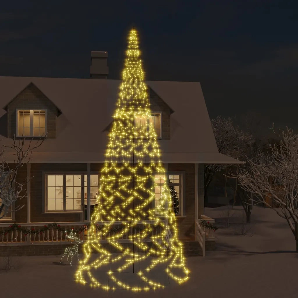 Albero di Natale Pennone Bianco Caldo 3000 LED 800 cm 343546