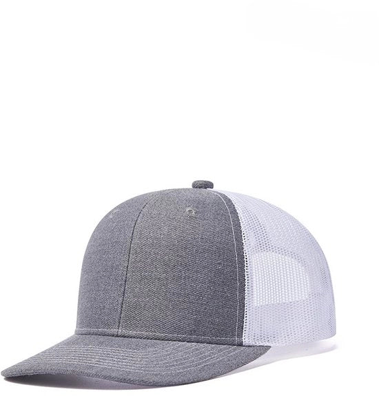 Cappello da Trucker per Uomo - Cappello da Baseball per Uomo Respirante - Cappello da Baseball per Uomo e Donna - Grigio Heather e Tessuto Mesh Bianco