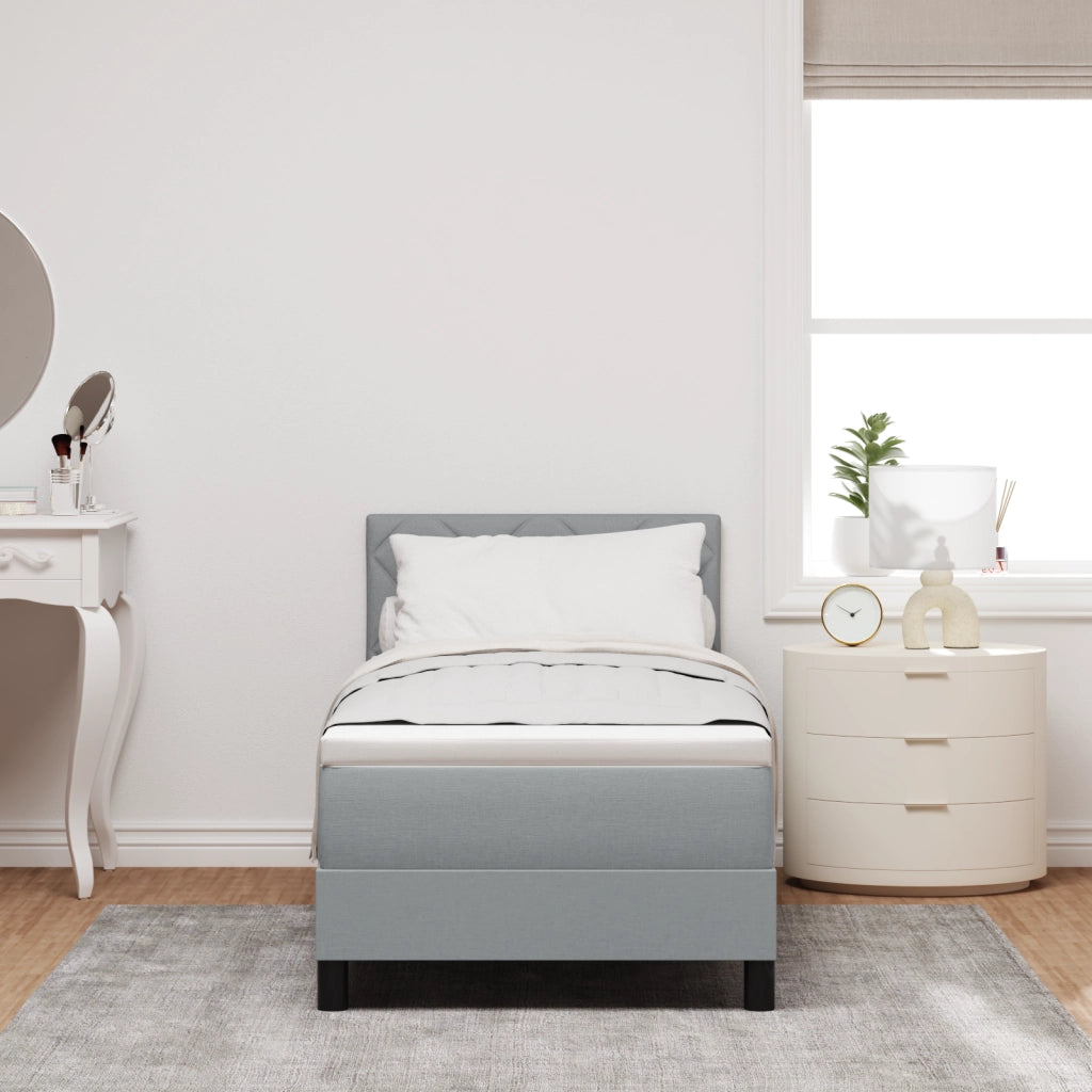 Letto a Molle con Materasso Grigio Chiaro 80x200 cm Tessuto