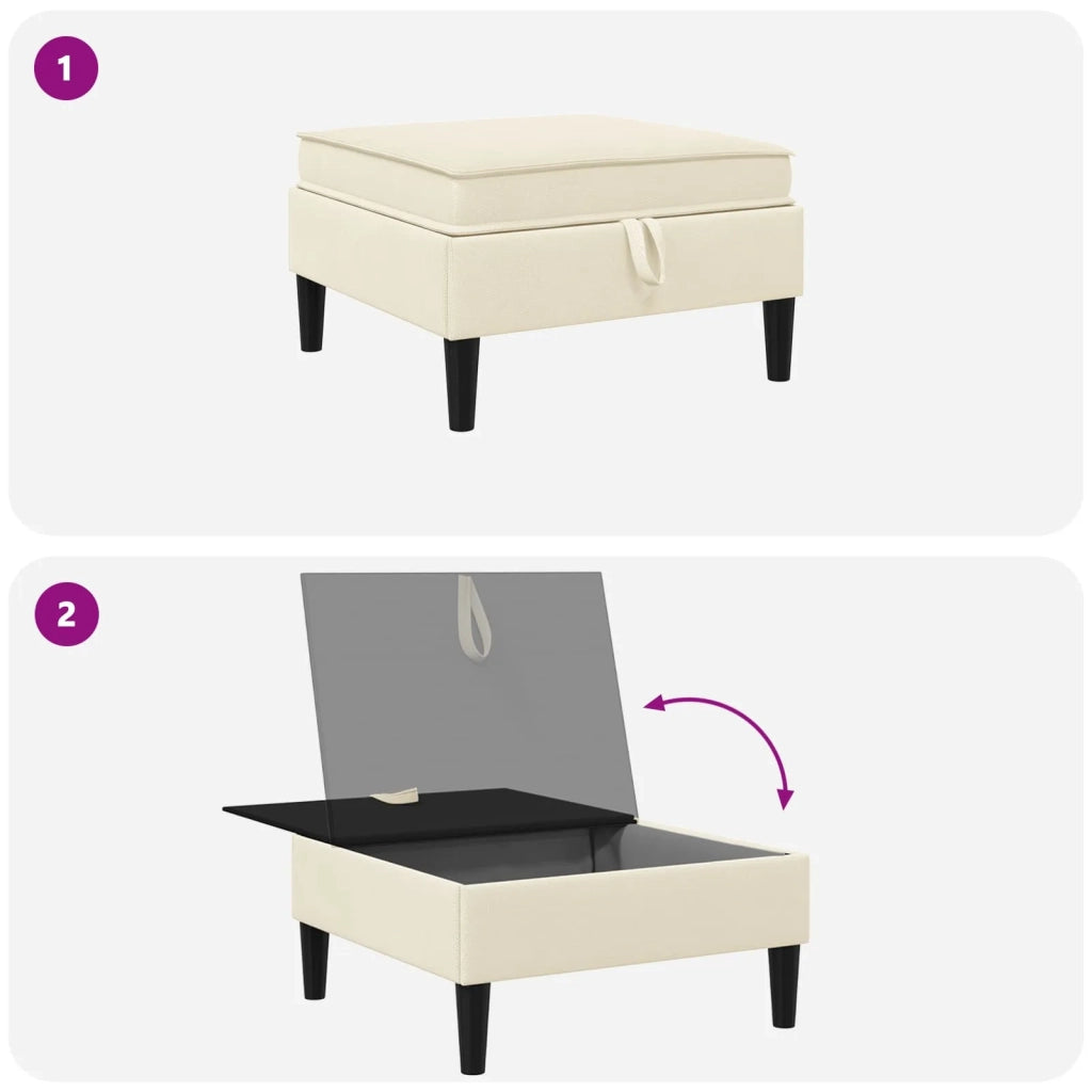 Pouf con Storage Crema Velluto
