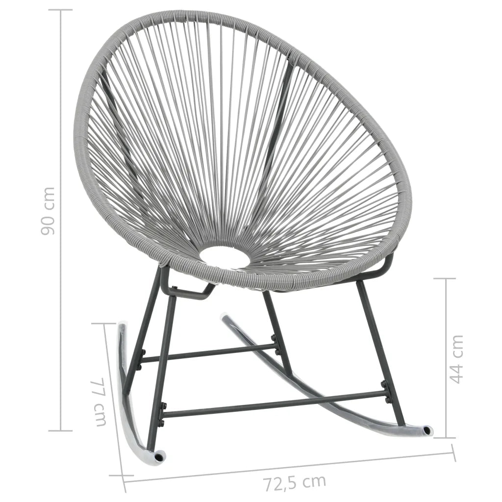 Sedia a Dondolo da Giardino | Sedie da Esterno Grigia in Polyrattan