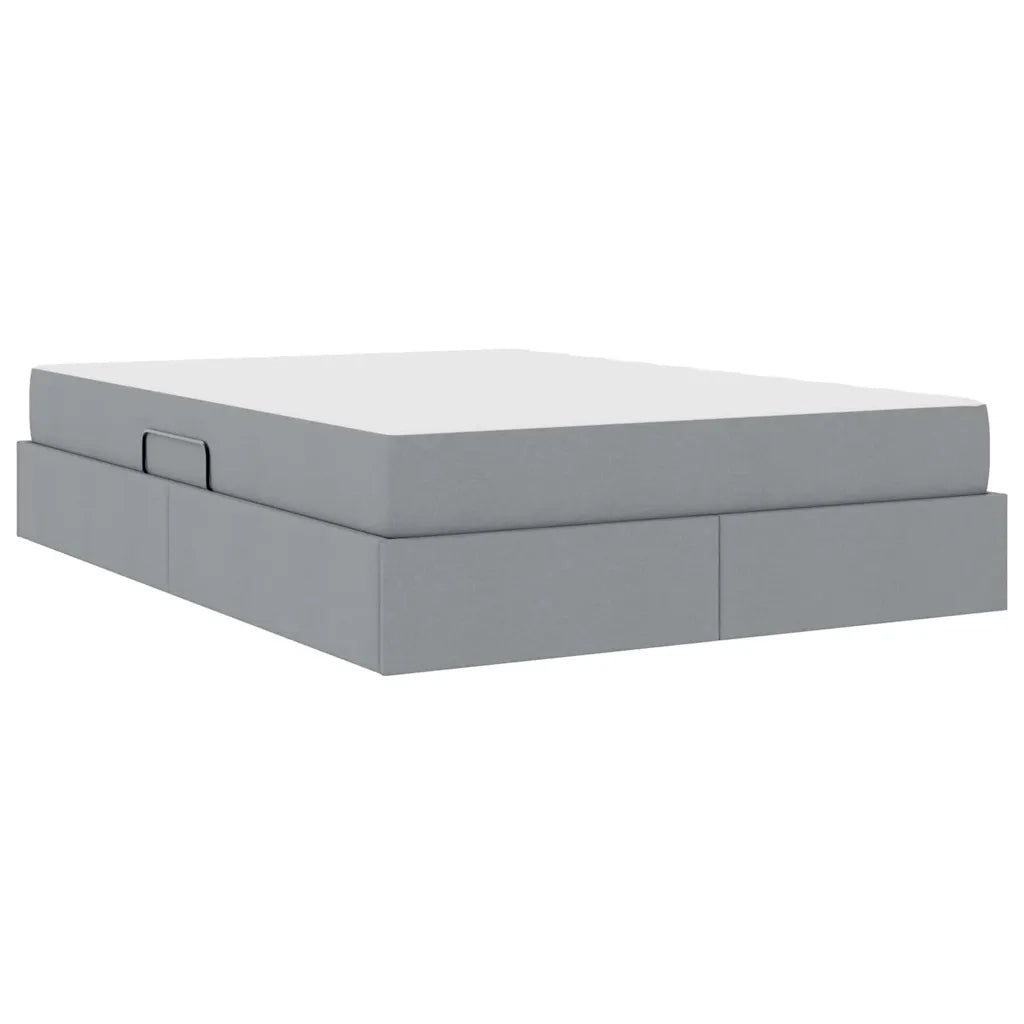 Letto con contenitore e materasso Grigio chiaro 140 x 190 cm