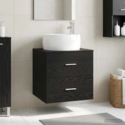 Mobile Lavabo da Parete Rovere Nero 49,5 x 44,5 x 66 cm