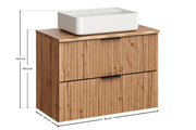 Set mobili bagno 80 cm con piano e lavabo da appoggio Magic Adel Oak 80 x 1401 x 46 cm
