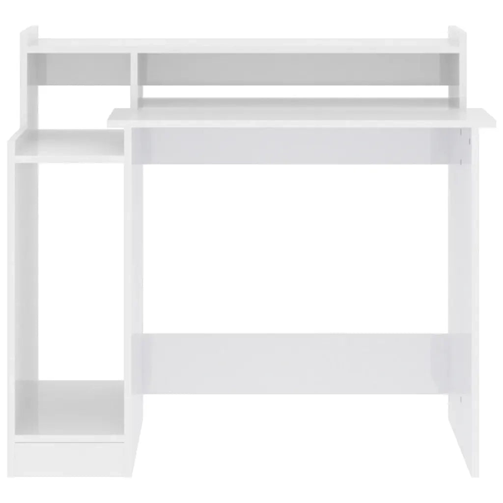 Scrivania con LED-Scrivanie per ufficio e studio Bianco Lucido 97x45x90cm in Legno Multistrato
