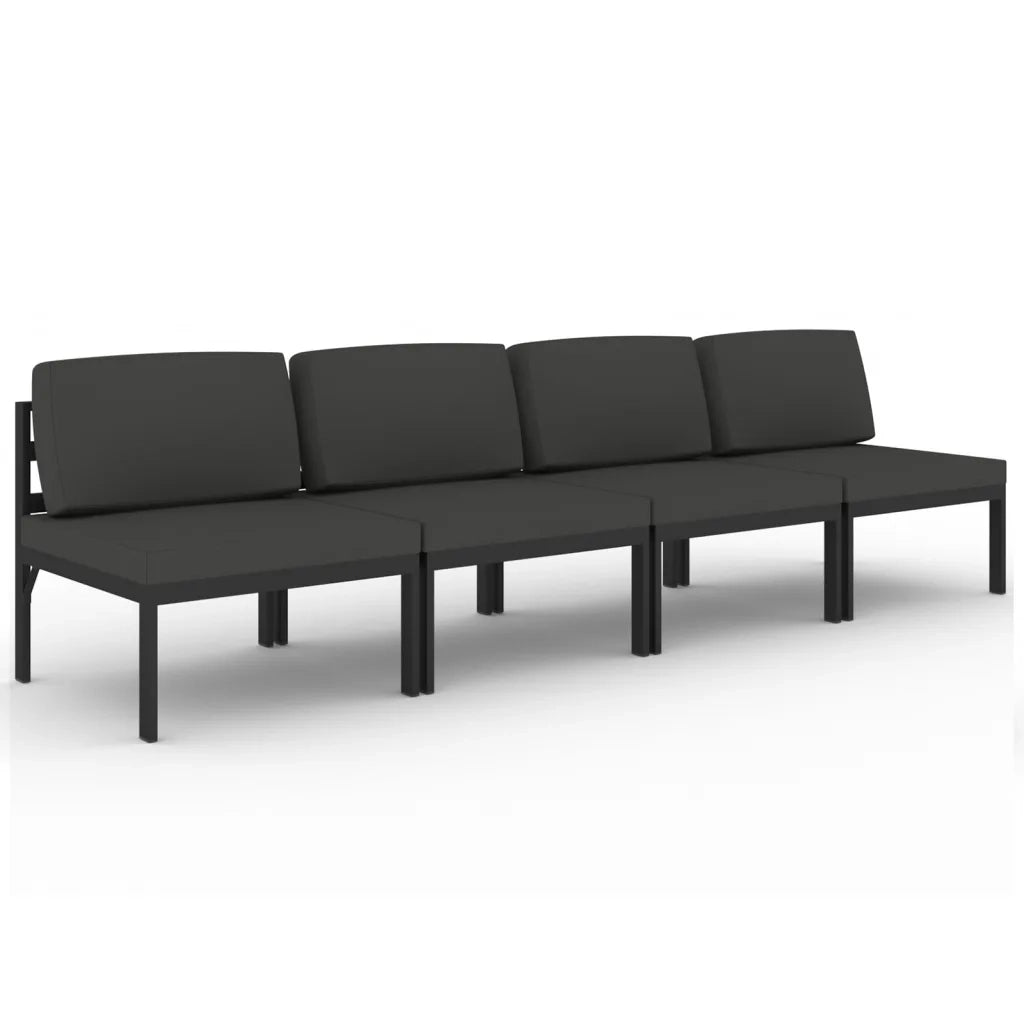 Divano da Giardino a 4 Posti con Cuscini in Alluminio Antracite 3107785