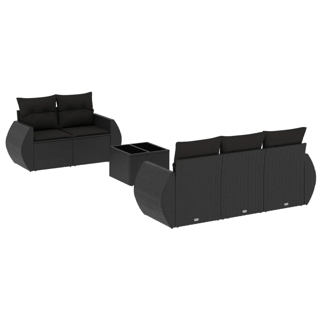 Set Divano da Giardino 6 pz con Cuscini Nero in Polyrattancod mxl 111244