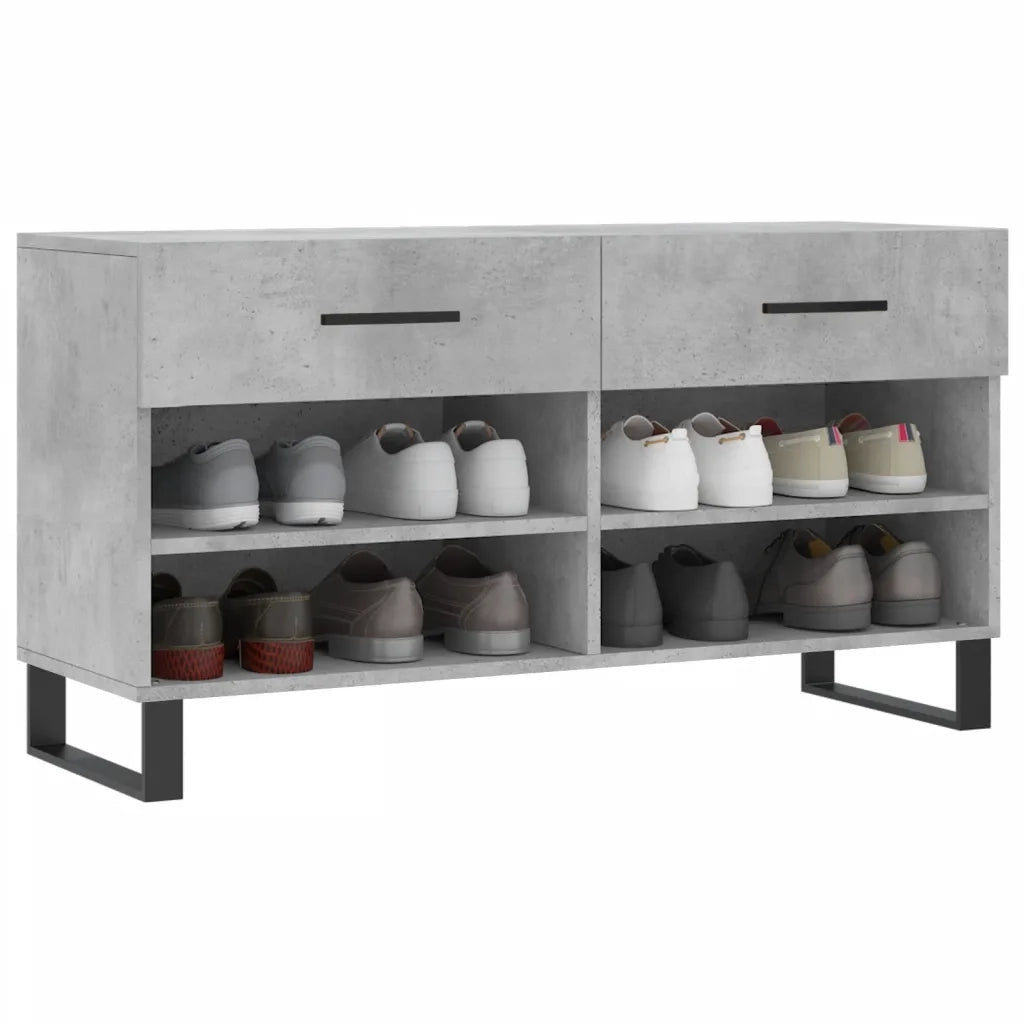 Panca Porta Scarpe | Scarpiera | Mobile per scarpe Grigio Cemento 102x35x55cm Legno Multistrato
