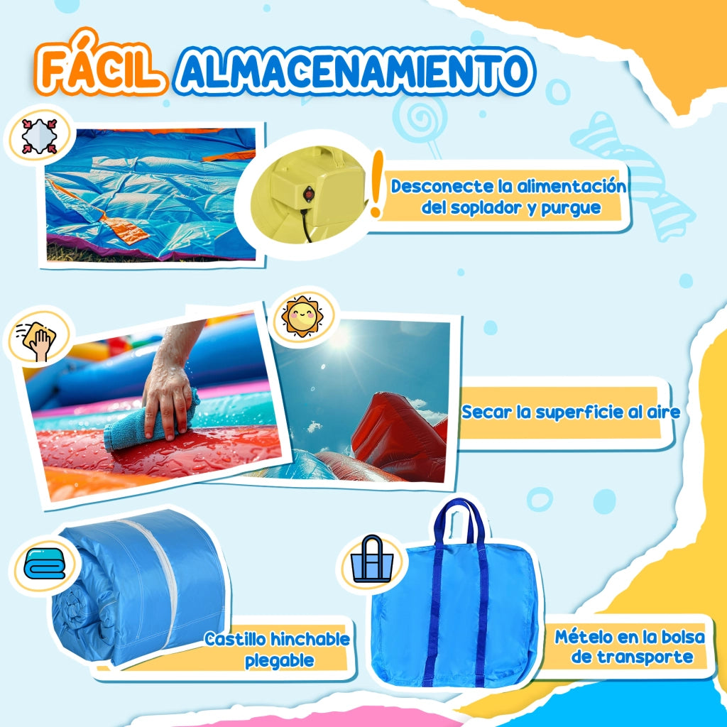 Casetta Inflabile per Bambini con Scivolo e Piscina ¨C zephmum ¨C Multicolore 330x245x215 cm