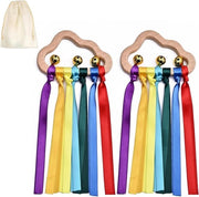 Set di 2 rammelliatori di tessuto di legno sensoriali educativi per neonati 0-12 mesi