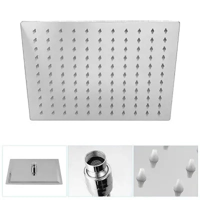 Kit doccia braccio 40 cm e soffione quadrato 40x40 cm cromato lucido
