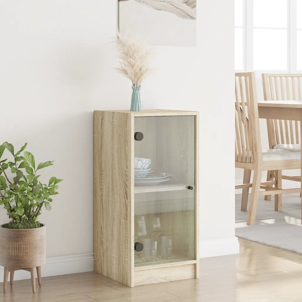 Mobile con Ante in Vetro Rovere Sonoma 35x37x75,5 cm 836401