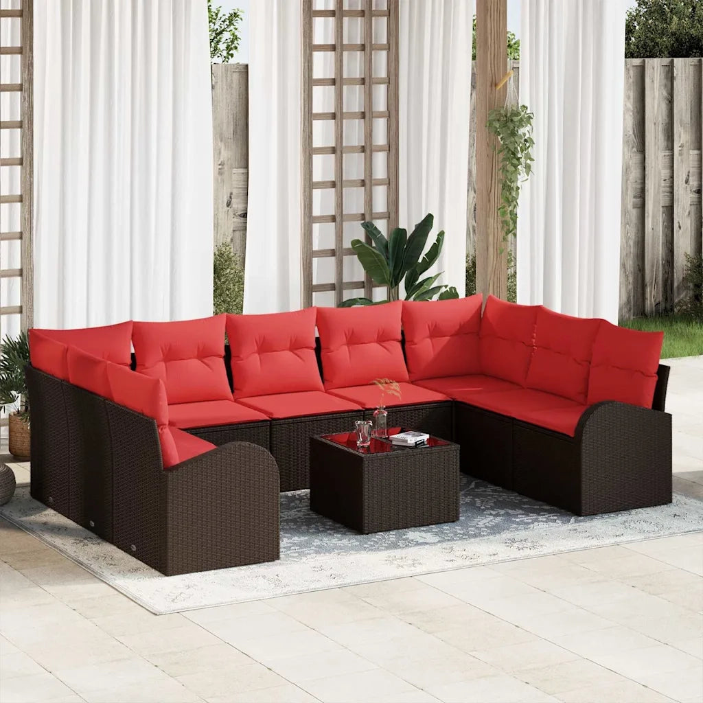 Set di divani 10 pcs Marrone Rattan in Polipropilene 3346214