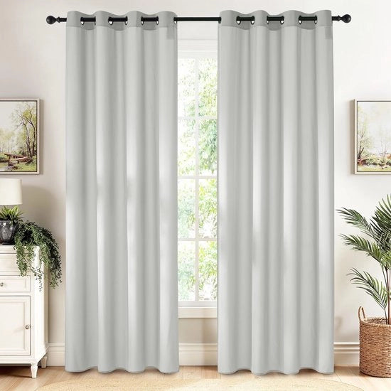 Veli da Parete Semi-Transparenti 140B x 220H cm - Veli con Occhi - Veli da Parete 2 Pezzi - Grigio Chiaro - Decorazione per Finestre - Filtro di Luce Comfortevole