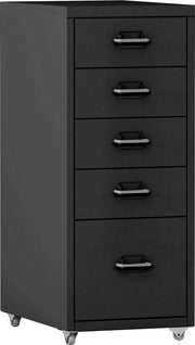 Cassa da Ufficio Moss - Cassetto - Su Ruote - 69x28x41 cm - Nero - Acciaio - Design Stilizzato