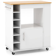 Carrello mobile per isola da cucina 76 x 44 x 89 cm con pratico spazio di stivaggio design moderno in bambù bianco 20_0015057