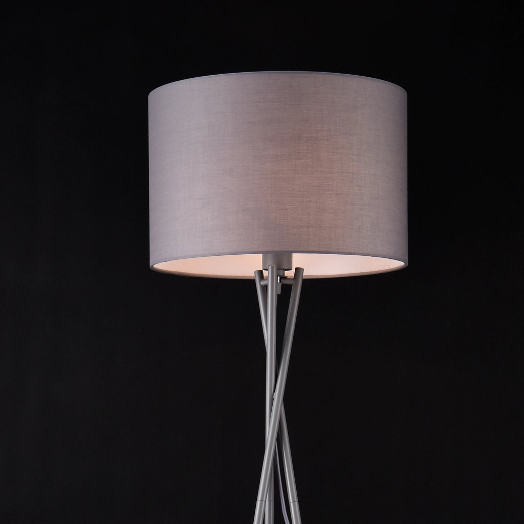 Lampada da Terra Grenoble con Paralume in Tessuto e Struttura a Treppiede in Metallo - Grigio lux.pro