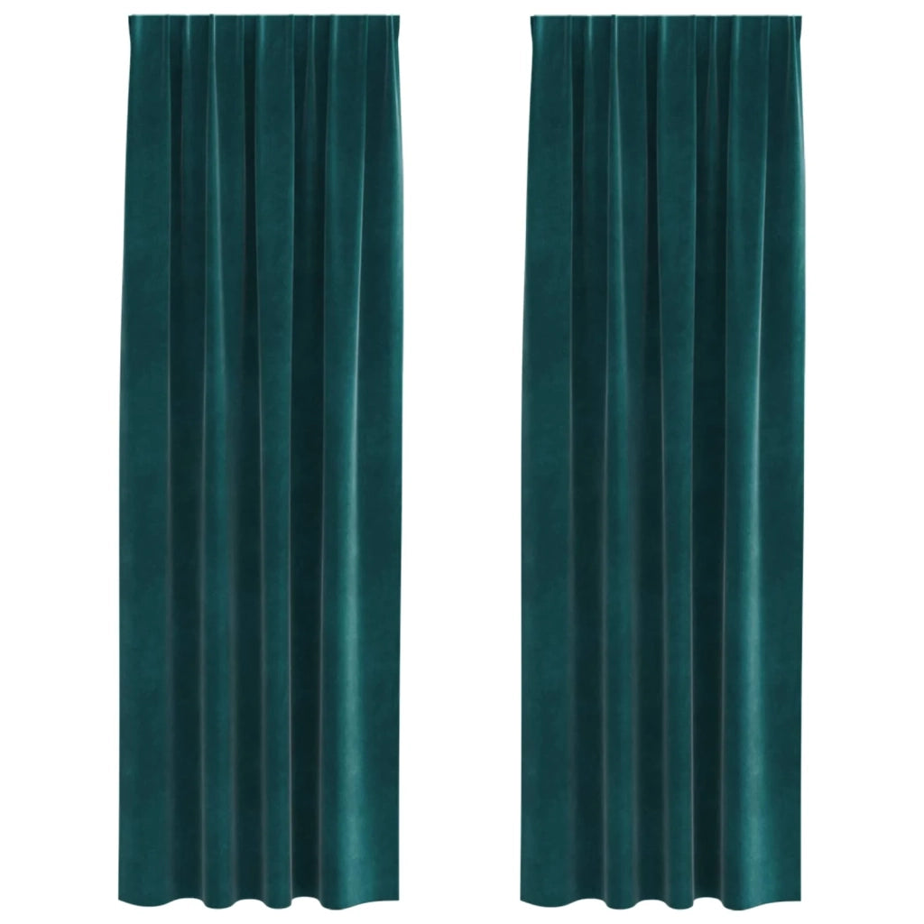 Tende Oscuranti | Tende Blackout 2 pz Verde Scuro 140 x 260 cm Velluto