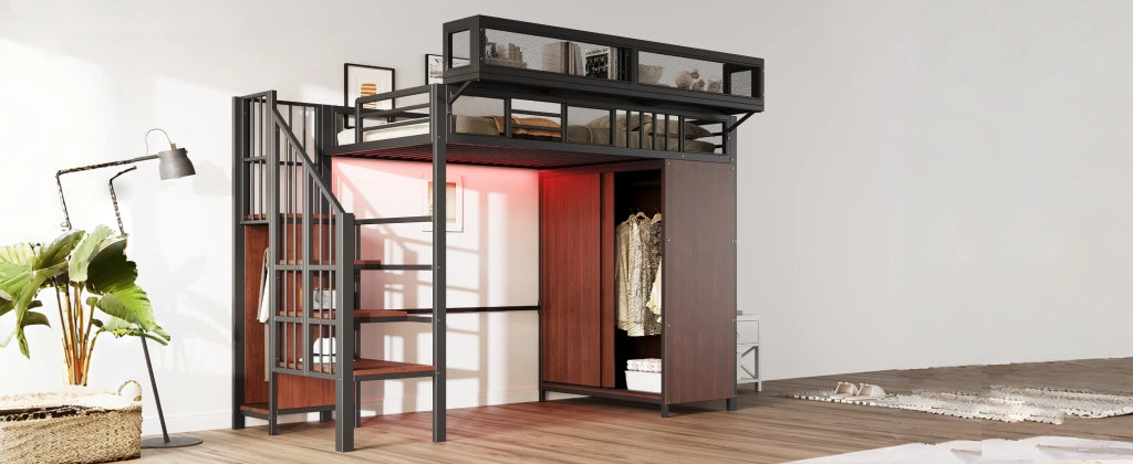 letto a castello metallo e legno nero 90 x 200 cm