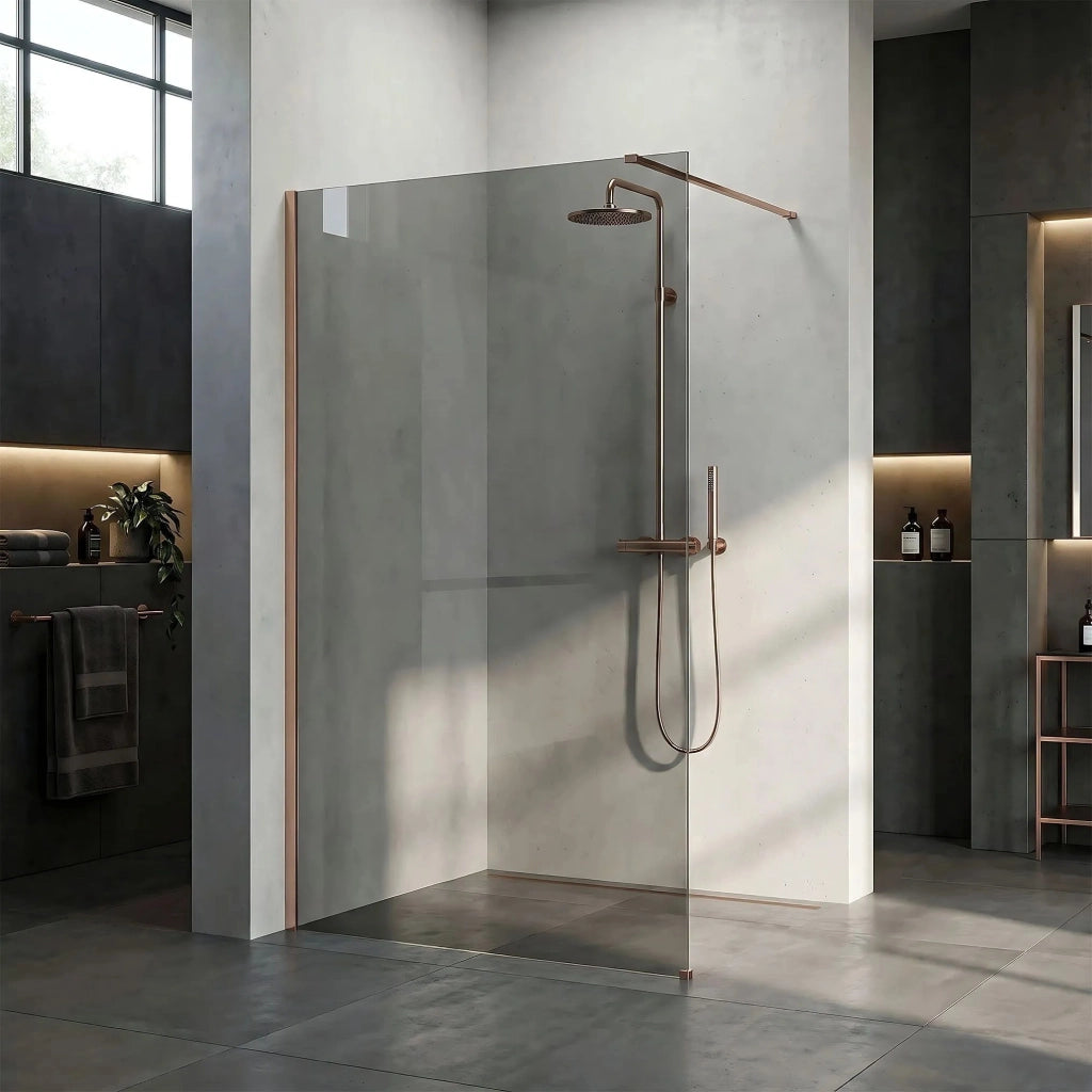 Parete Doccia Rea Flexi Grey / Brush Copper 120