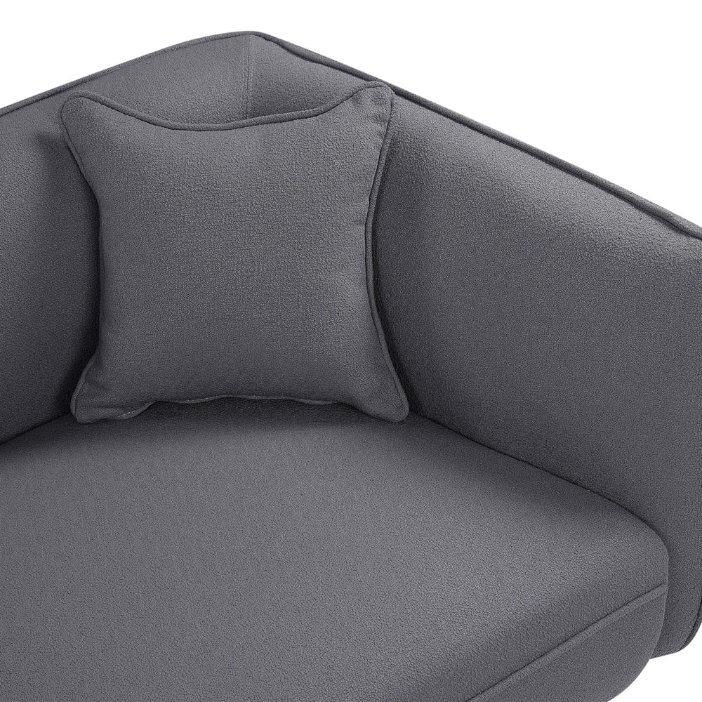 Chaise longue Destra in poliestere grigio scuro con cuscino e gambe metallo da salotto