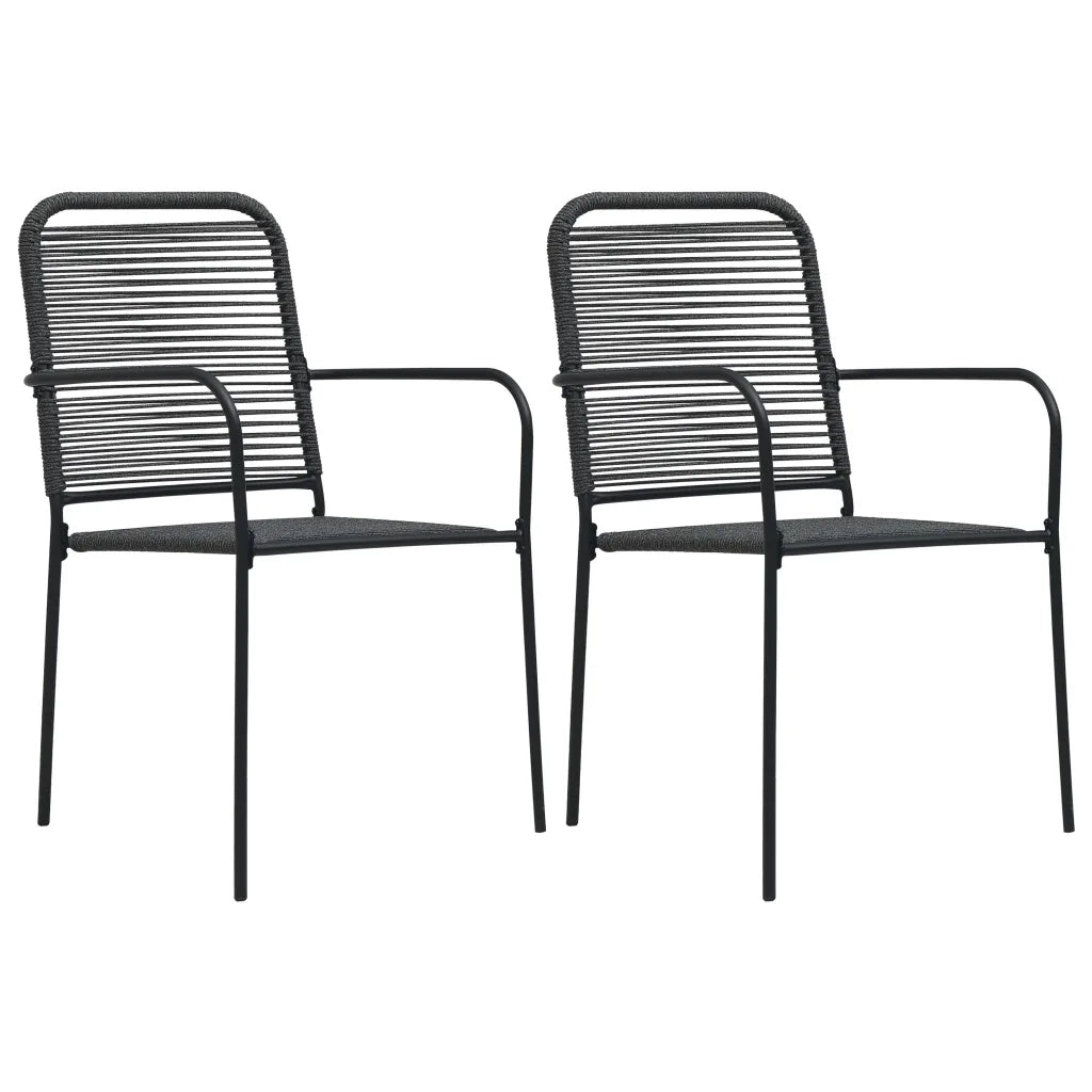 Set da Pranzo da Esterni 3 pz | Set Salotto da Giardino in Corda di Cotone e Acciaio Nero