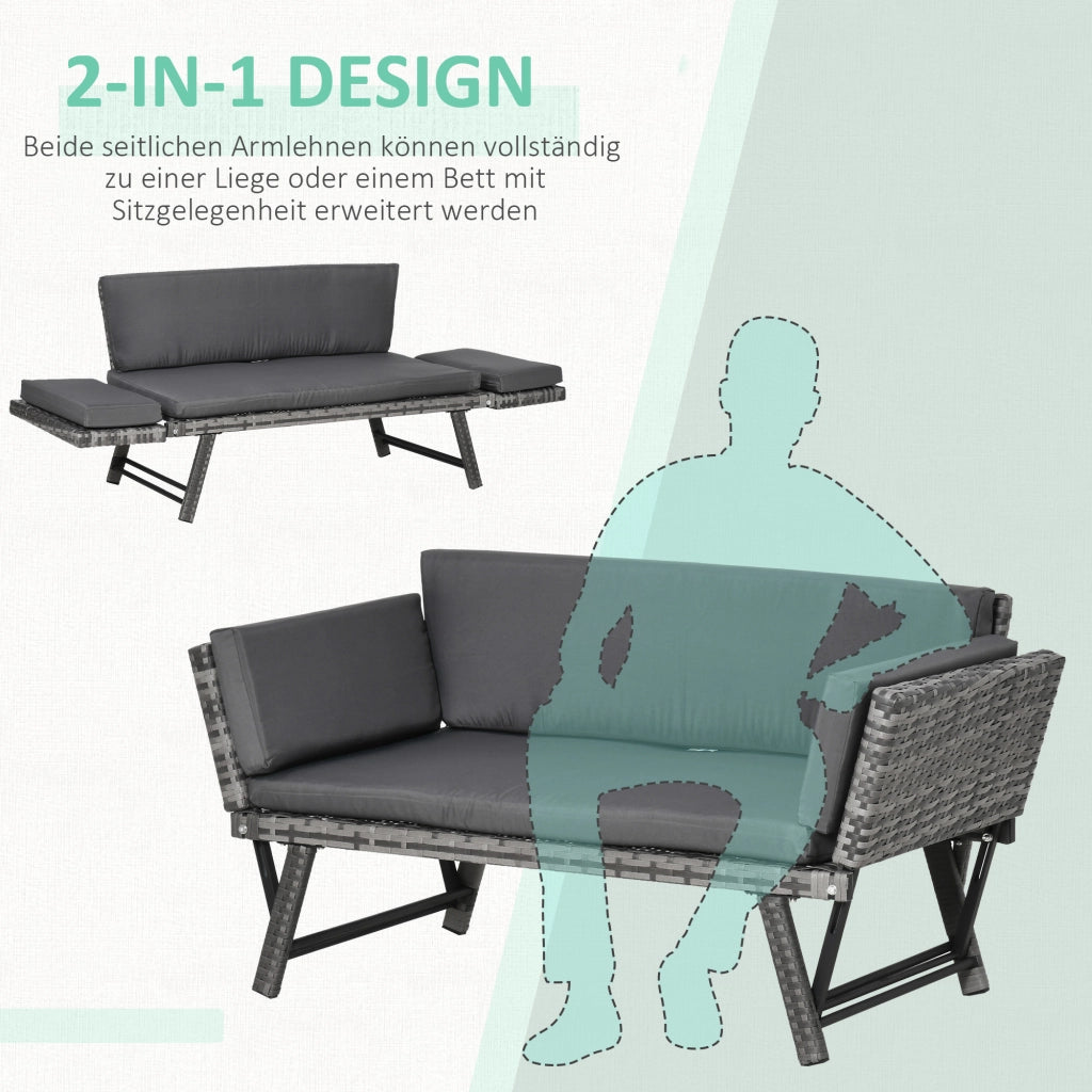 Divano da giardino 2 posti in polyrattan grigio ¨C zephmum ¨C 129x63x67 cm