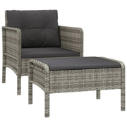Set di mobili da giardino mobili da esterno set da 2 pezzi con cuscini in vimini di resina grigia 02_0015894