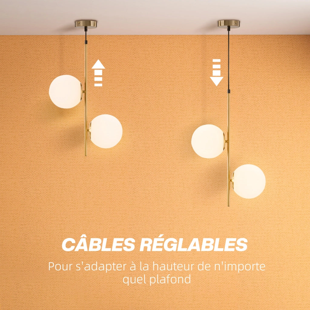 Lampadario a doppia sospensione ¨C Minimal ¨C dorato