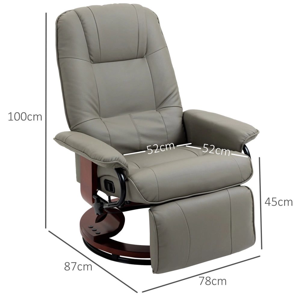 Poltrona relax reclinabile in ecopelle grigia, 145°