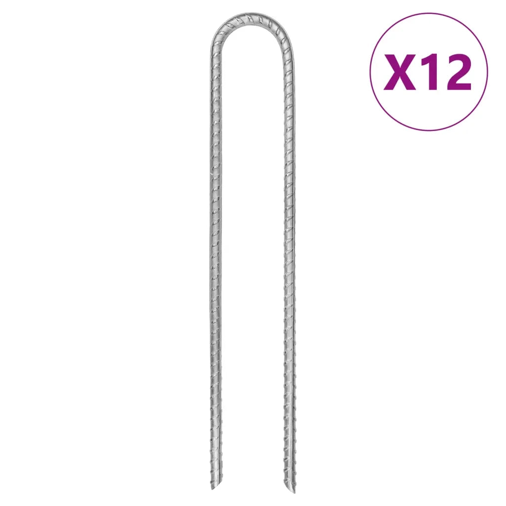 Picchetti Tenda 12 pz a Forma di U 30 cm Ã˜7 mm Acciaio Zincato