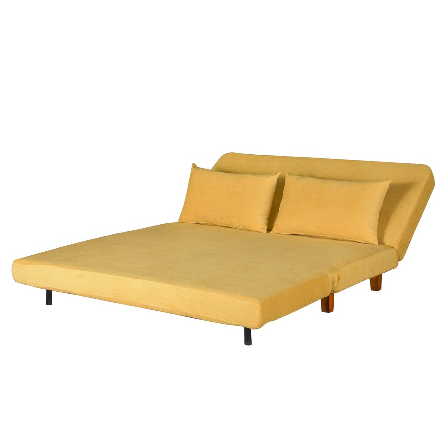 Divano Letto 2 Posti 146x91x82cm in Tessuto Giallo