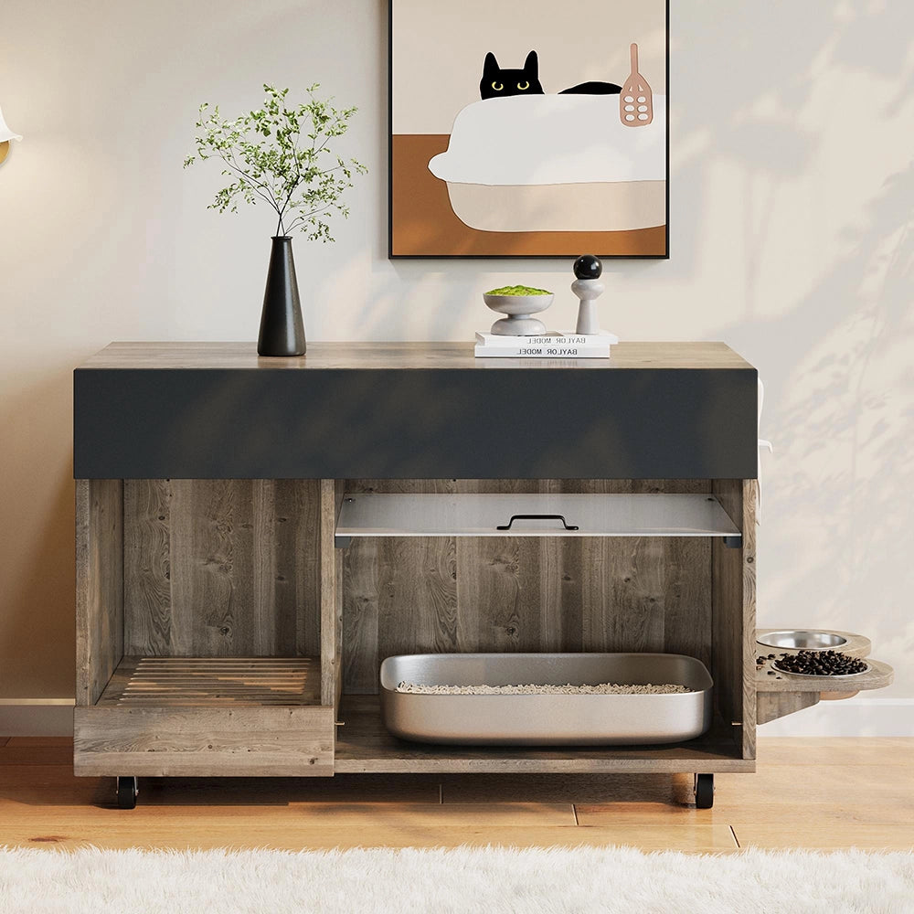 Armadio lettiera gatti - Xylo - 100x45x67cm grigio antico