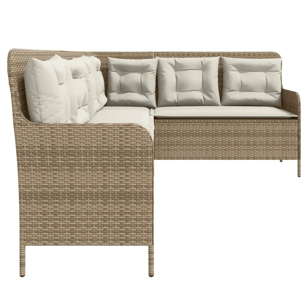 vidaXL Divano da Giardino con Cuscini a L Beige in Polyrattan