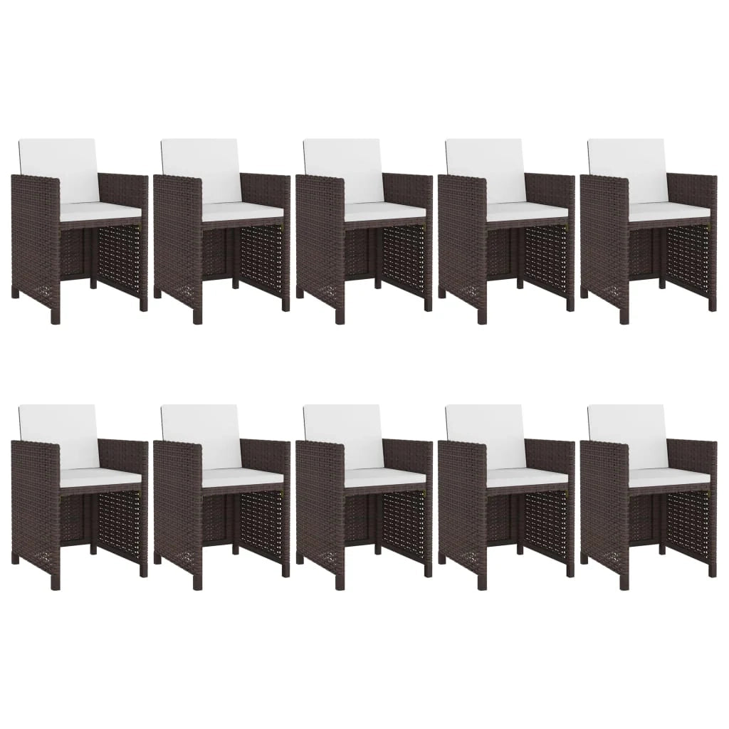 Set di mobili da giardino mobili da esterno 11 pezzi con cuscini resina intrecciata marrone 02_0015430