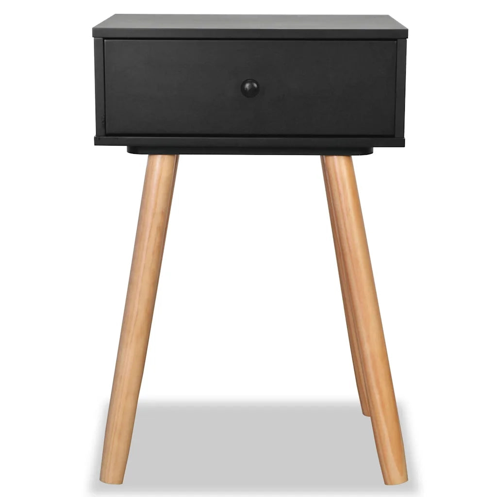 Comodini Set 2 pz in Massello di Pino 40x30x61 cm Neri 244741