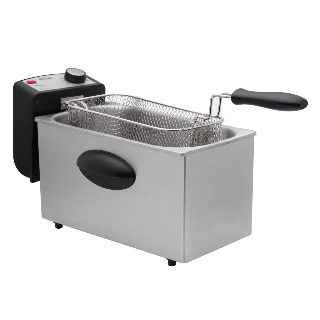 Friggitrice elettrica 3 litri acciaio inox, termostato regolabile 190°C, cestello rimovibile 2000W cucina - SOGO